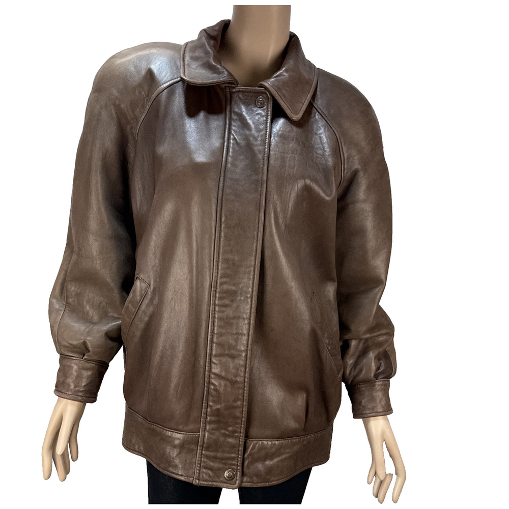 Overland Outfitters Vintage Womens Brown Leather Bomber Jacket‎ Size M